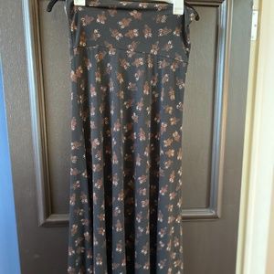 Lularoe Long Owl Skirt Black Brown Size XS!